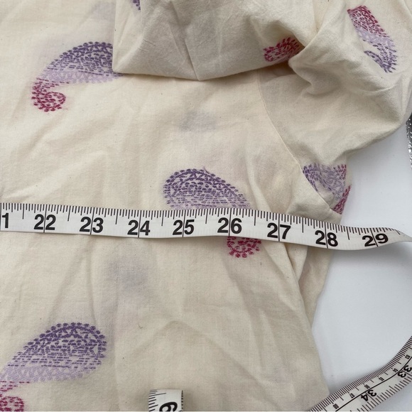 J. Jill Large Oversized Split Neck Cotton Blouse Top Puff Sleeves Lightweight - Picture 13 of 16